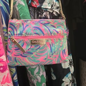 Lilly Pulitzer Tropical Pink and Green Crossbody Bag